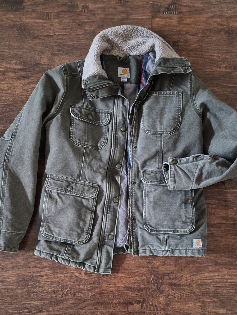 Carhartt Women's Olive Green Sherpa Collar Utility Jacket
